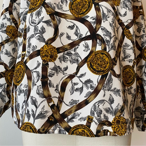 80’s/90’s Coin/Crest Belt Print Blouse - Picture 10 of 12